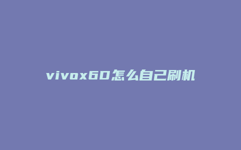 vivox6D怎么自己刷机