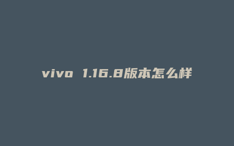 vivo 1.16.8版本怎么样